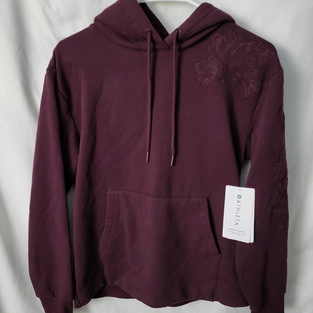 Beautiful NWT Athleta Floral Embroidered Maroon Hoodie